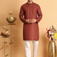 Embroidered Straight Kurta Set For Men ( JOKP P 5118Rust )