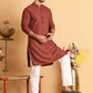 Embroidered Straight Kurta Set For Men ( JOKP P 5118Rust )