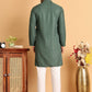 Embroidered Straight Kurta Set For Men ( JOKP P 5118Sea-Green )
