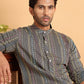 Embroidered Silk Blend Kurta Set For Men ( JOKP P 5119Grey )