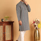 Embroidered Silk Blend Kurta Set For Men ( JOKP P 5119Grey )