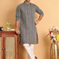Embroidered Silk Blend Kurta Set For Men ( JOKP P 5119Grey )