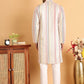 Embroidered Silk Blend Kurta Set For Men ( JOKP P 5119Off-White )