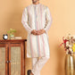 Embroidered Silk Blend Kurta Set For Men ( JOKP P 5119Off-White )