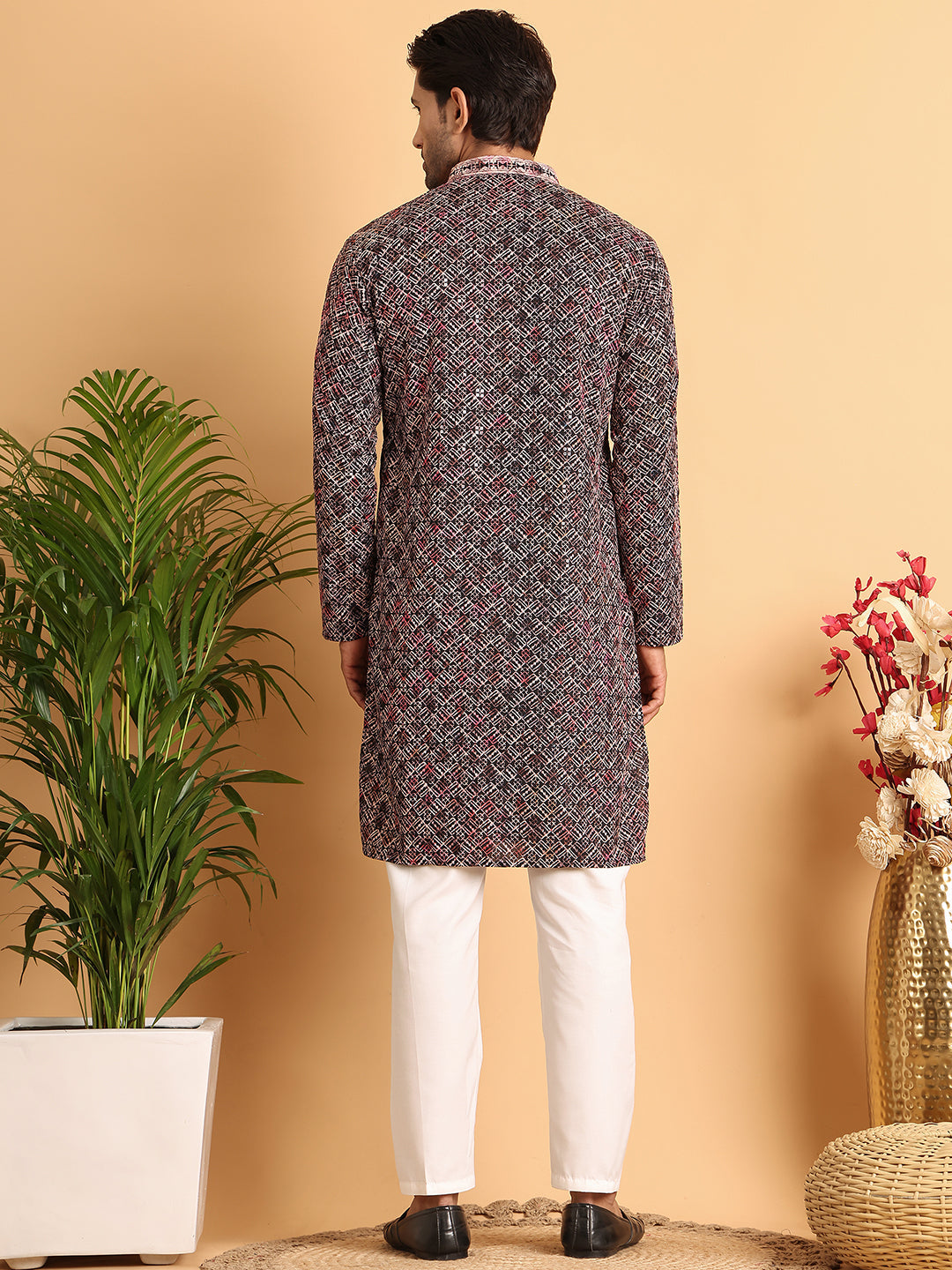 Embroidered Viscose Kurta Set For Men ( JOKP P 5120Peach )