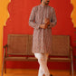 Embroidered & Printed Kurta Set For Men ( JJOKP P 5124Brown )
