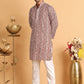 Embroidered & Printed Kurta Set For Men ( JOKP P 5124Brown )