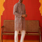 Embroidered & Printed Kurta Set For Men ( JJOKP P 5124Brown )