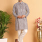 Embroidered & Printed Kurta Set For Men ( JOKP P 5124Coffee )