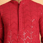 Embroidered Sequined Viscose Straight Kurta Pyjama ( JOKP P 5125Maroon )