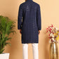 Embroidered Sequined Viscose Straight Kurta Pyjama ( JOKP P 5125Navy )
