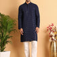 Embroidered Sequined Viscose Straight Kurta Pyjama ( JOKP P 5125Navy )