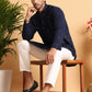 Embroidered Sequined Viscose Straight Kurta Pyjama ( JOKP P 5125Navy )