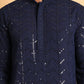 Embroidered Sequined Viscose Straight Kurta Pyjama ( JOKP P 5125Navy )