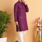 Embroidered Sequined Viscose Straight Kurta Pyjama ( JOKP P 5125Purple )