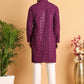 Embroidered Sequined Viscose Straight Kurta Pyjama ( JOKP P 5125Purple )