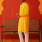 Embroidered Sequined Viscose Straight Kurta Pyjama ( JOKP P 5125Yellow ) [FF] [A-9-10]
