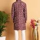 Embroidered Silk Blend Straight Kurta Pyjama ( JOKP P 5126Brown )
