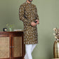 Embroidered Silk Blend Straight Kurta Pyjama ( JOKP 5126Mehndi )