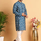 Embroidered Silk Blend Straight Kurta Pyjama ( JOKP P 5126Peacock )
