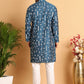 Embroidered Silk Blend Straight Kurta Pyjama ( JOKP P 5126Peacock )