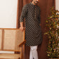 Embroidered Kurta Pyjama Set For Men ( JOKP P 5127Black )