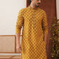Embroidered Kurta Pyjama Set For Men ( JOKP P 5127Mustard )