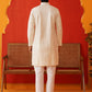 Sequins & Embroidered Kurta Pyjama Set For Men ( JOKP P 5128Cream )