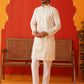 Sequins & Embroidered Kurta Pyjama Set For Men ( JOKP P 5128Cream )