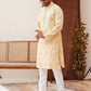 Embroidered Staight Kurta Pajama Set For Men ( JOKP P 5130Yellow )