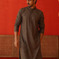 Embroidered Chikankari and Sequence Kurta Set For Men ( JOKP P 5131Dark-Grey )