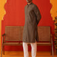 Embroidered Chikankari and Sequence Kurta Set For Men ( JOKP P 5131Dark-Grey )