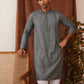 Embroidered Chikankari and Sequence Kurta Set For Men ( JOKP P 5131Grey )