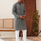 Embroidered Chikankari and Sequence Kurta Set For Men ( JOKP P 5131Grey )