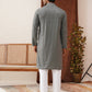 Embroidered Chikankari and Sequence Kurta Set For Men ( JOKP P 5131Grey )
