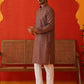 Embroidered Chikankari and Sequence Kurta Set For Men ( JOKP P 5131Rust )