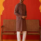 Embroidered Chikankari and Sequence Kurta Set For Men ( JOKP P 5131Rust )