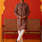 Embroidered Chikankari and Sequence Kurta Set For Men ( JOKP P 5131Rust )
