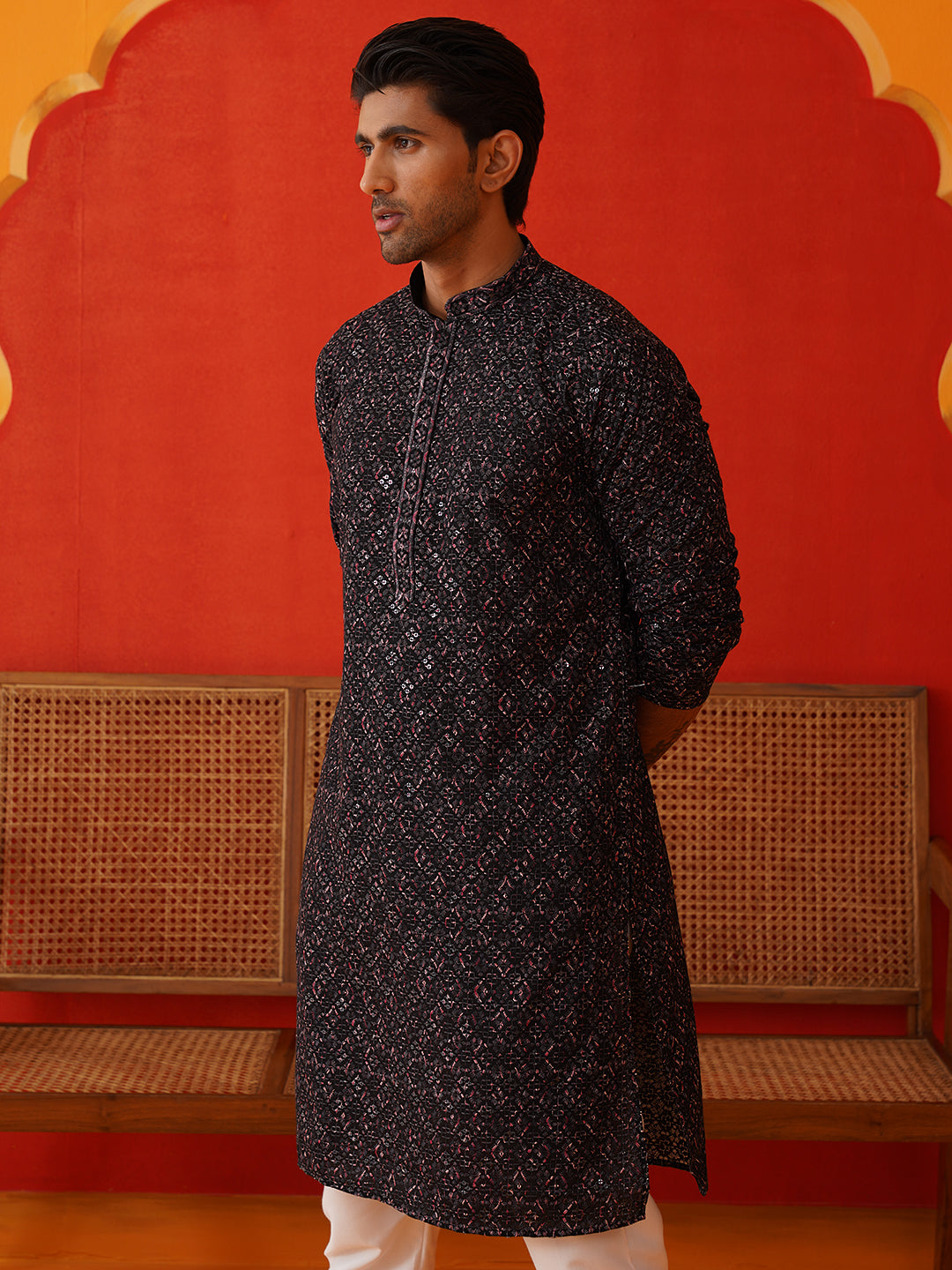 Embroidered Viscose Kurta Set For Men ( JOKP P 5132Grey )
