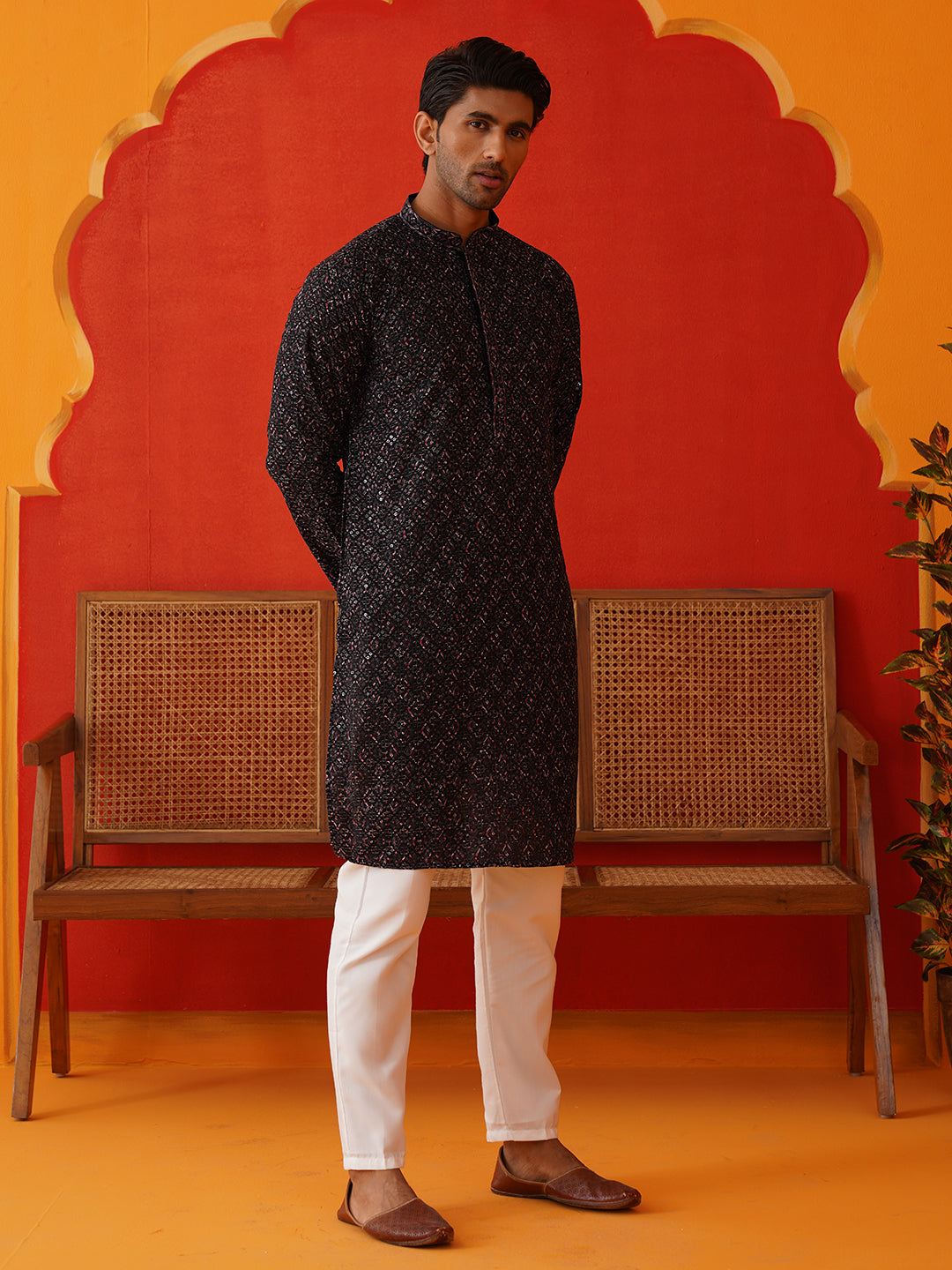 Embroidered Viscose Kurta Set For Men ( JOKP P 5132Grey )