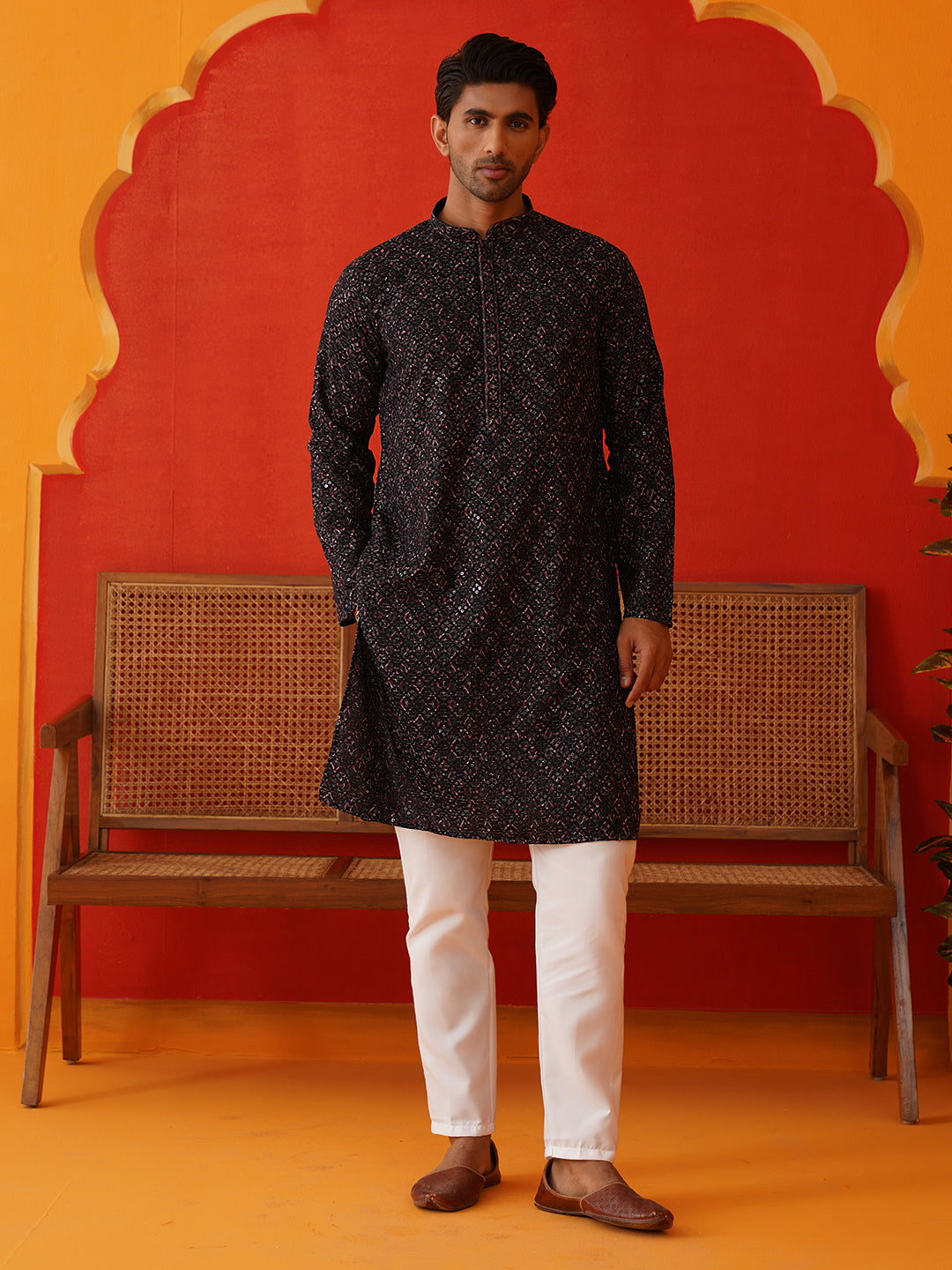 Embroidered Viscose Kurta Set For Men ( JOKP P 5132Grey )