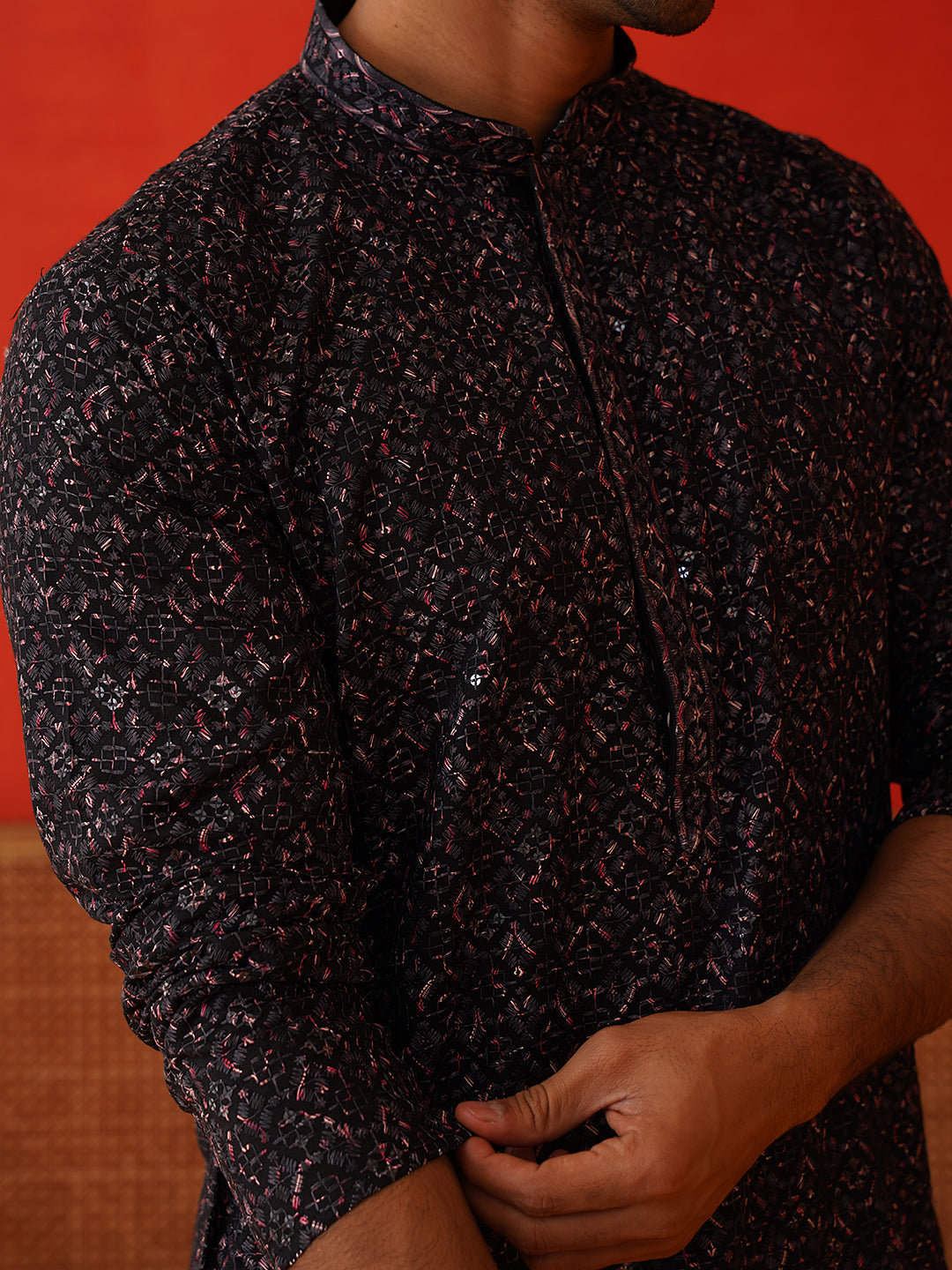 Embroidered Viscose Kurta Set For Men ( JOKP P 5132Grey )