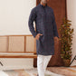 Embroidered Viscose Kurta Set For Men ( JOKP P 5133Navy )