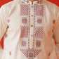 Men White Floral Embroidered Kurta Set ( JOKP P 5134White )