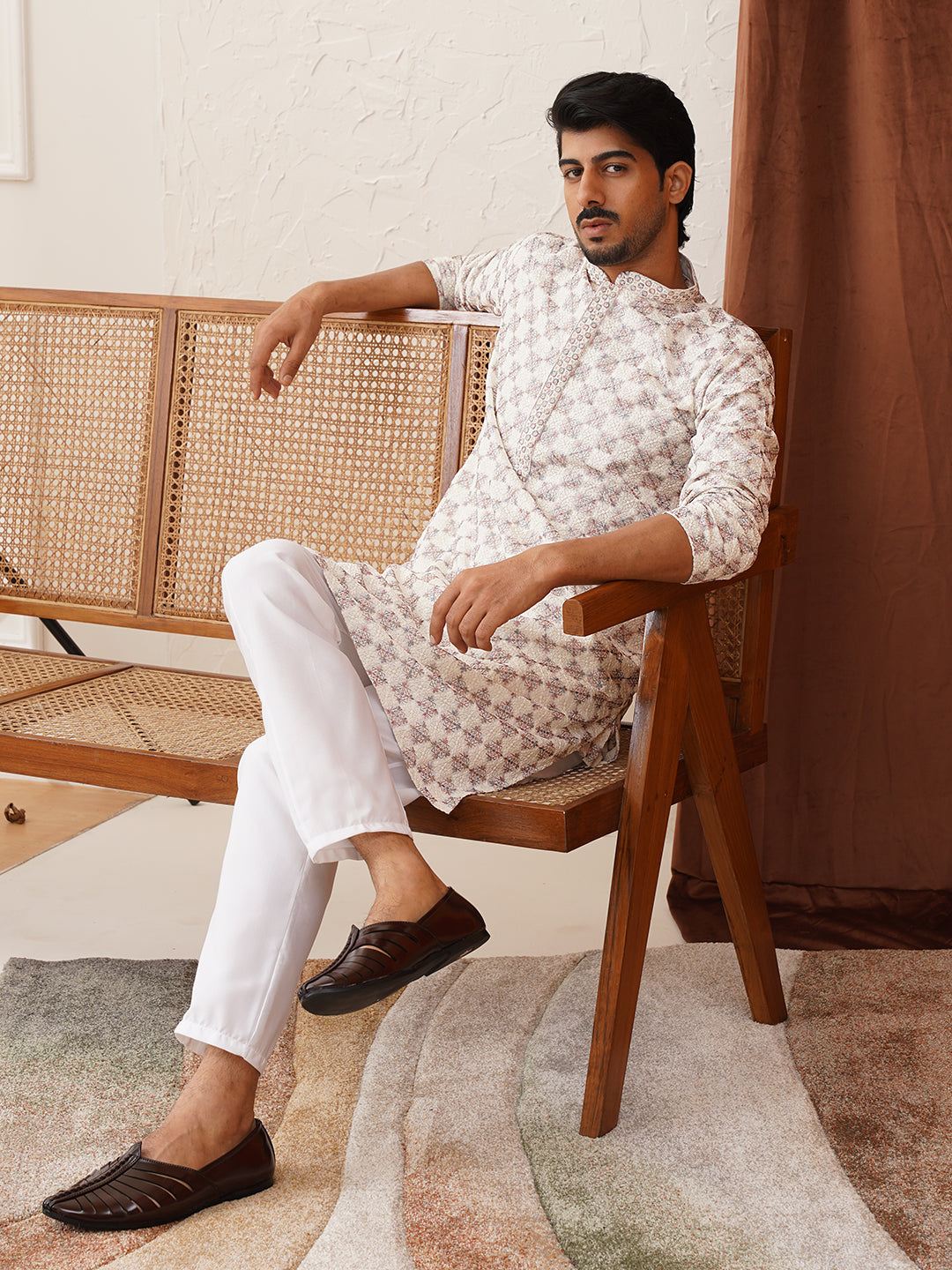 Embroidered Staight Kurta Set For Men ( JOKP P 5135White )