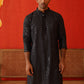 Men's Embroidered & Sequence Kurta Set ( JOKP P 5136Black )