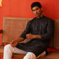 Men's Embroidered & Sequence Kurta Set ( JOKP P 5136Black )