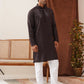 Men's Embroidered & Sequence Kurta Set ( JOKP P 5136Coffee )