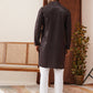 Men's Embroidered & Sequence Kurta Set ( JOKP P 5136Coffee )