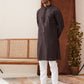 Men's Embroidered & Sequence Kurta Set ( JOKP P 5136Coffee )